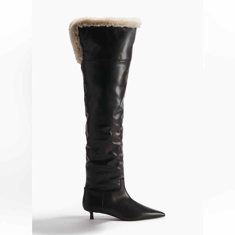 H&M Warm Lined Black Over-the-Knee Santa Boots Size 11 Sold Out Holiday 2025